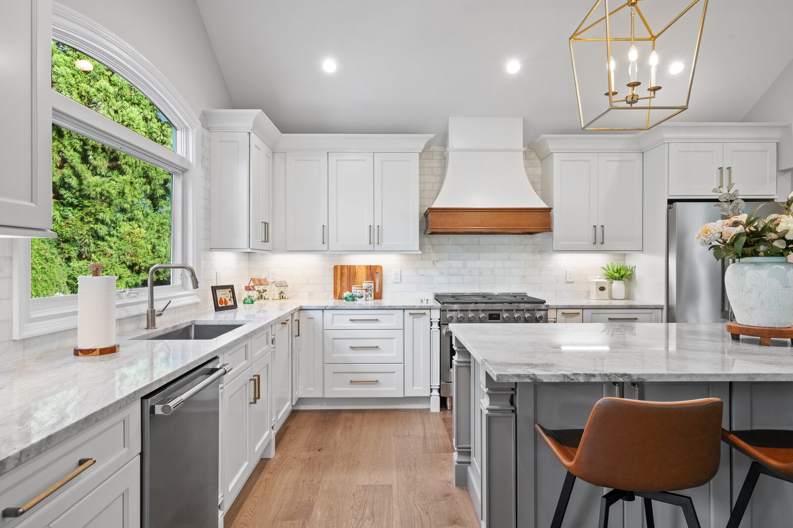 Renovated kitchen with custom cabinetry, view 021