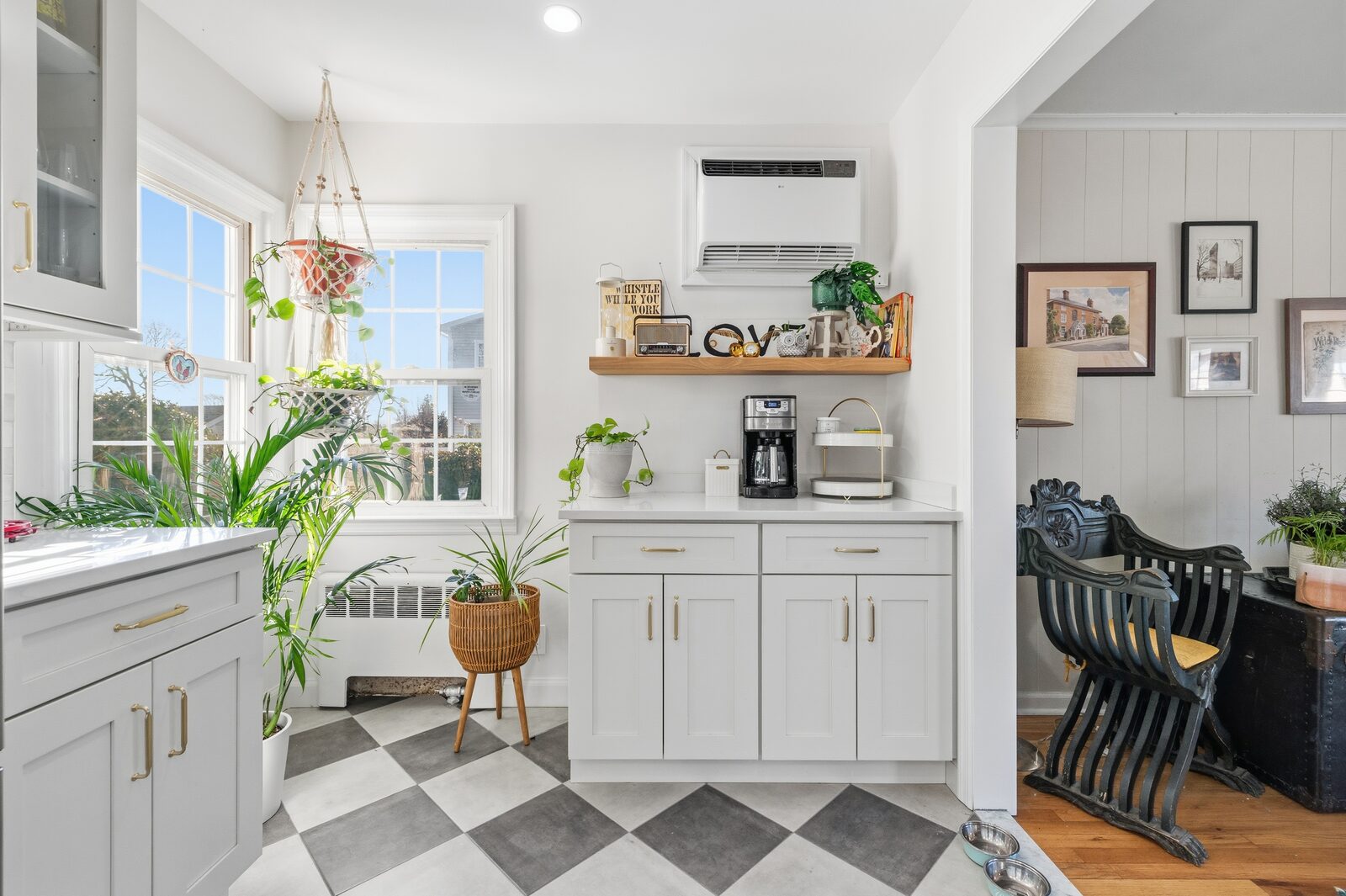 Renovated kitchen with custom cabinetry, view 028