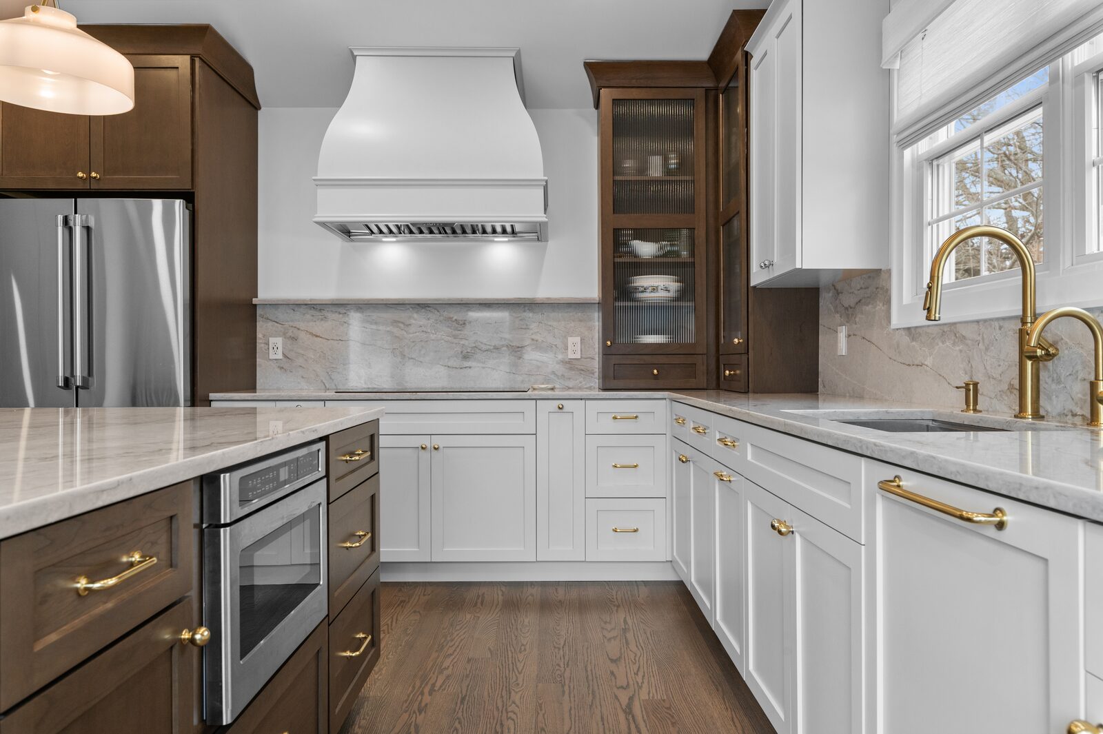 Renovated kitchen with custom cabinetry, view 032