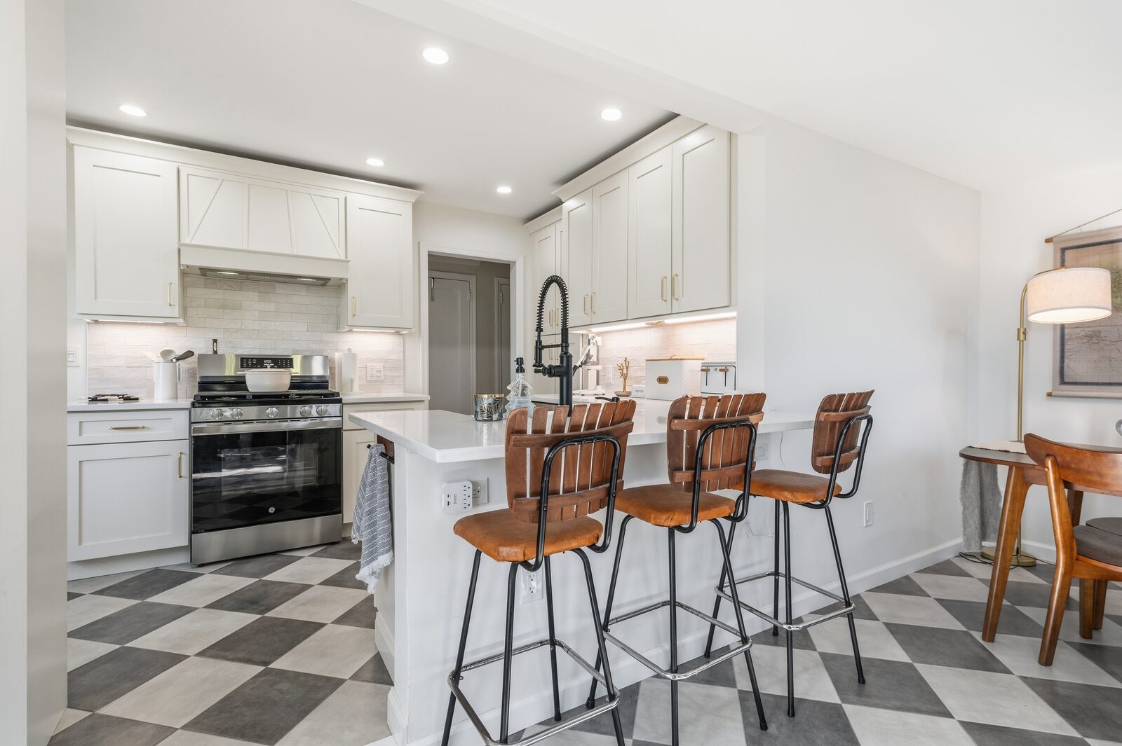 Renovated kitchen with custom cabinetry, view 035