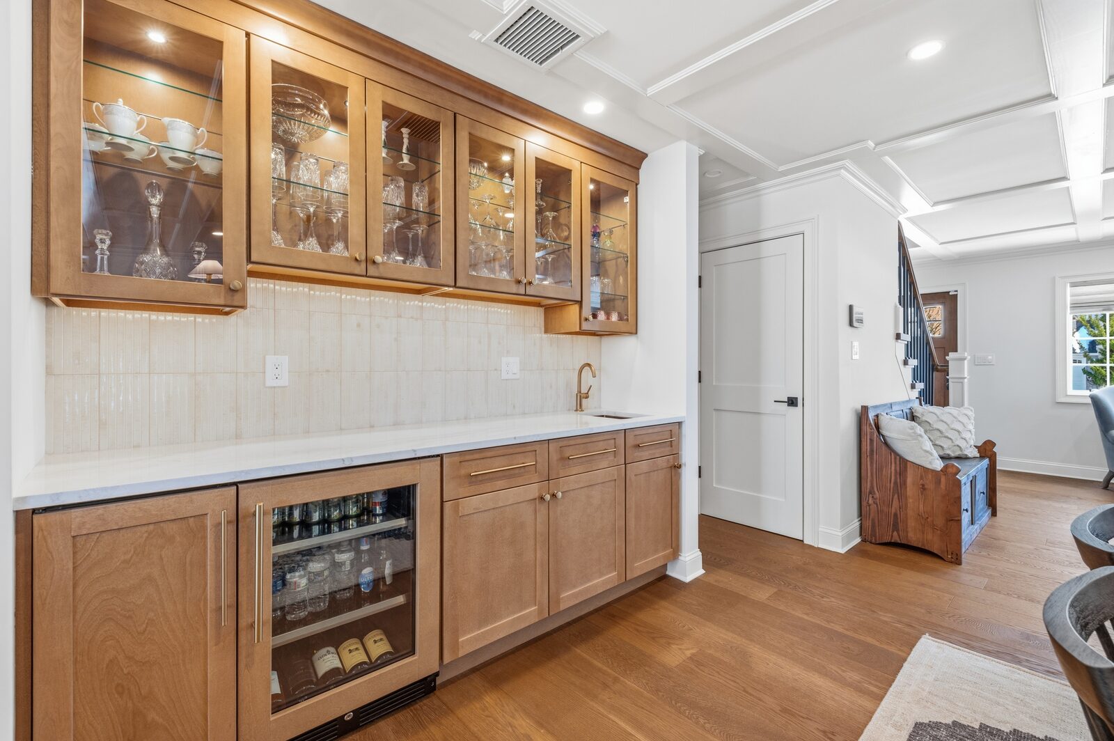 Renovated kitchen with custom cabinetry, view 037