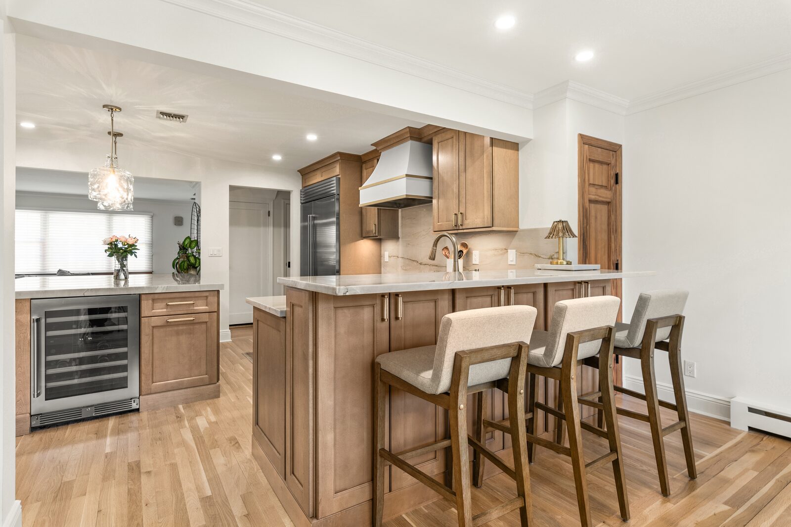 Renovated kitchen with custom cabinetry, view 040