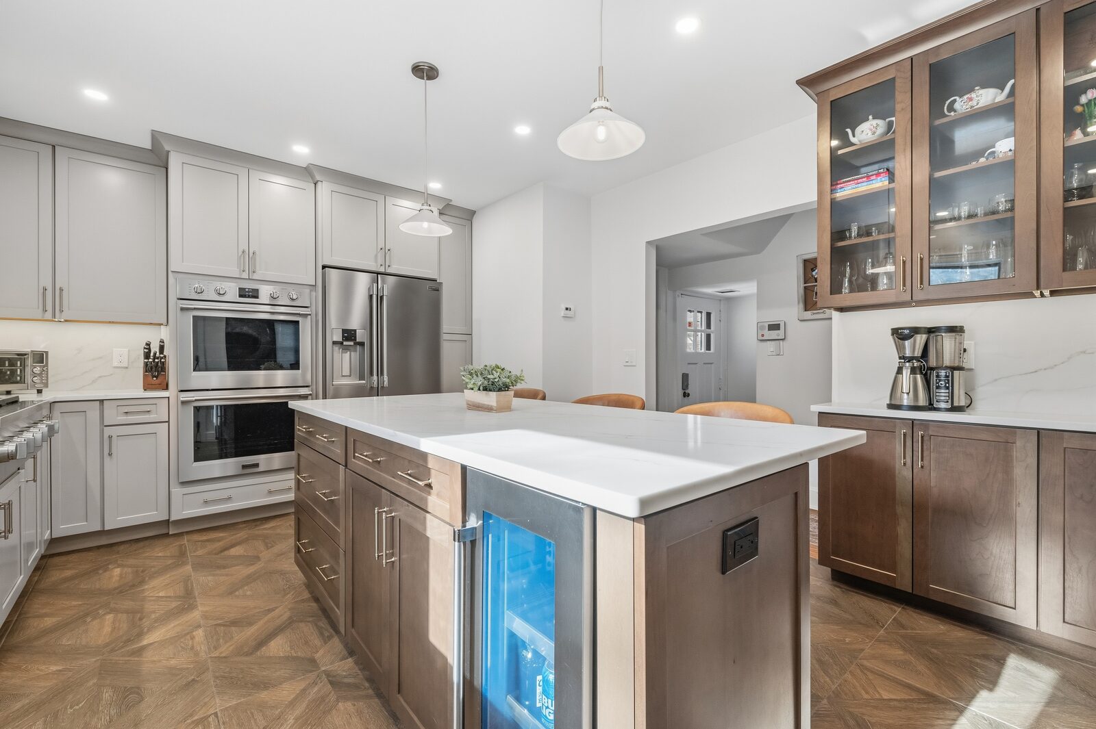 Renovated kitchen with custom cabinetry, view 050