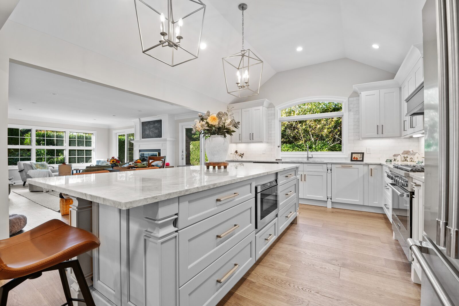 Renovated kitchen with custom cabinetry, view 054