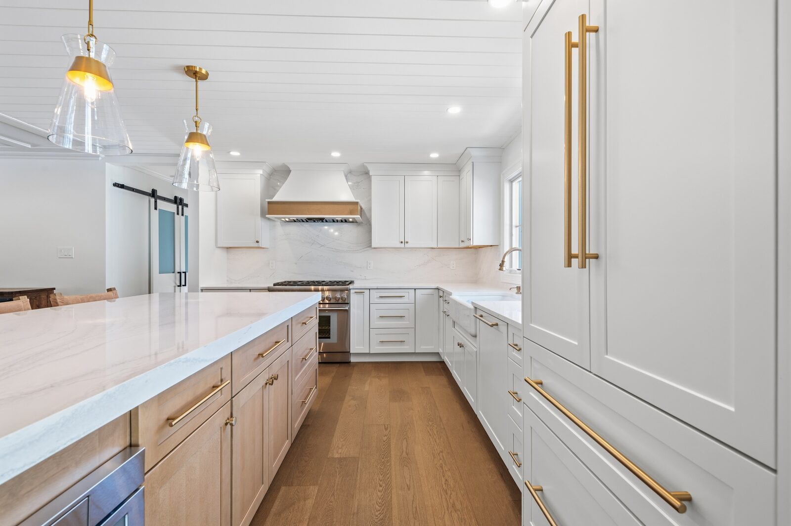 Renovated kitchen with custom cabinetry, view 055