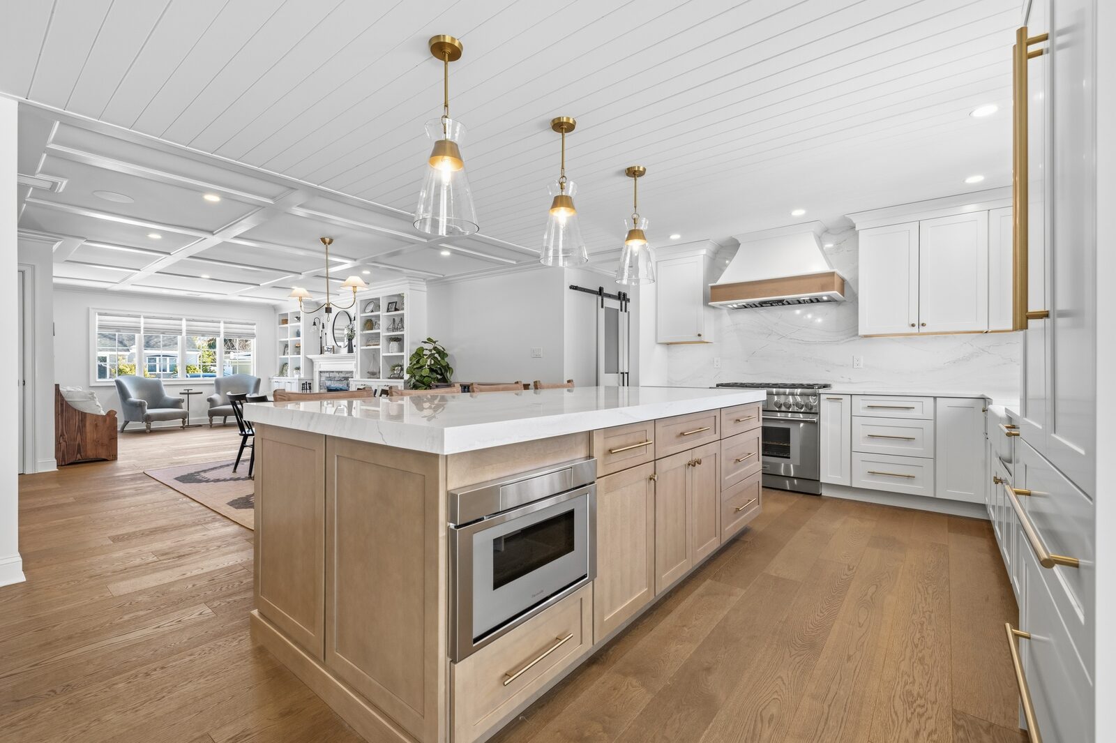 Renovated kitchen with custom cabinetry, view 060