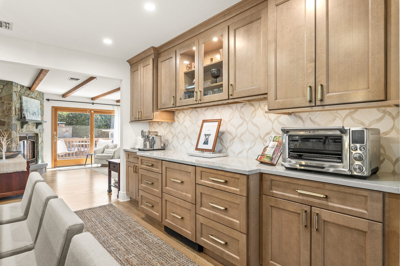 Renovated kitchen with custom cabinetry, view 065