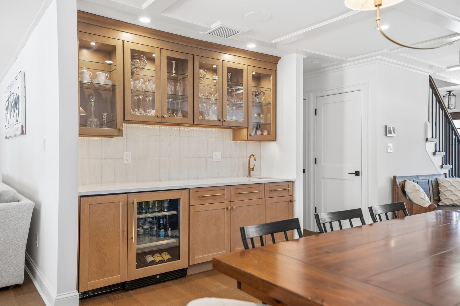 Renovated kitchen with custom cabinetry, view 084