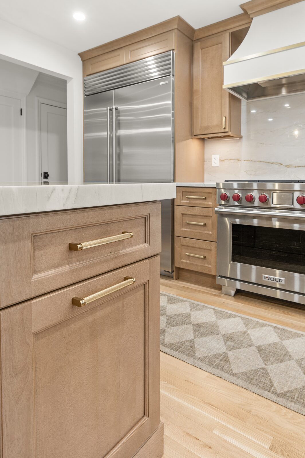 Renovated kitchen with custom cabinetry, view 085