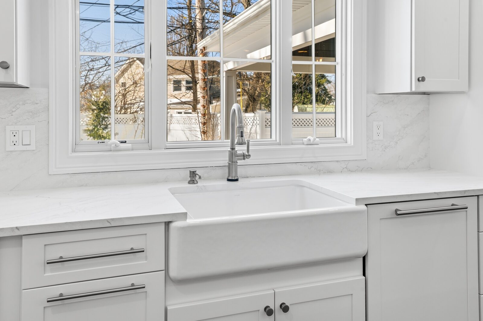 Renovated kitchen with custom cabinetry, view 090