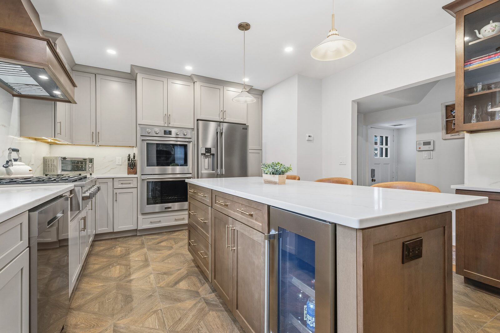 Renovated kitchen with custom cabinetry, view 093