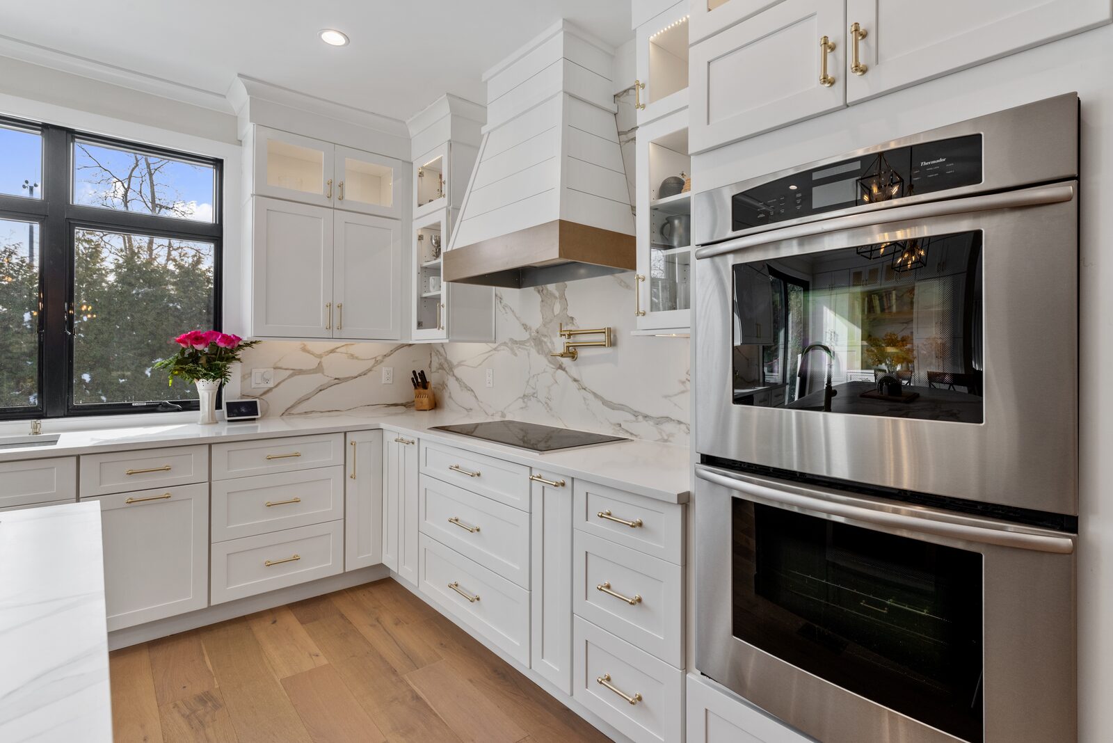 Renovated kitchen with custom cabinetry, view 111