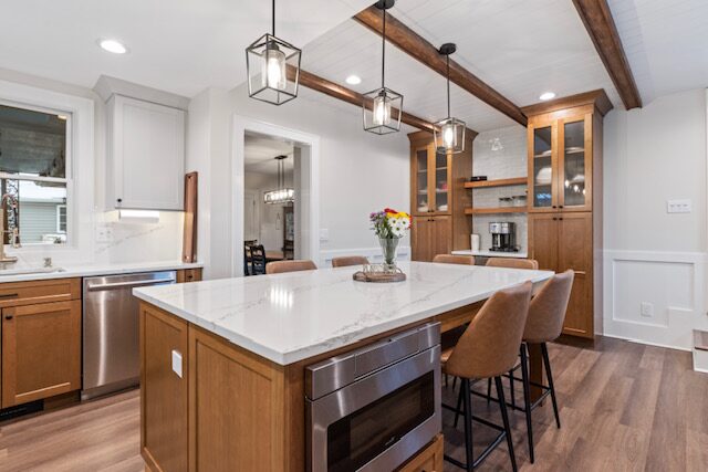 Renovated kitchen with custom cabinetry, view 158