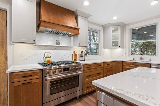 Renovated kitchen with custom cabinetry, view 160